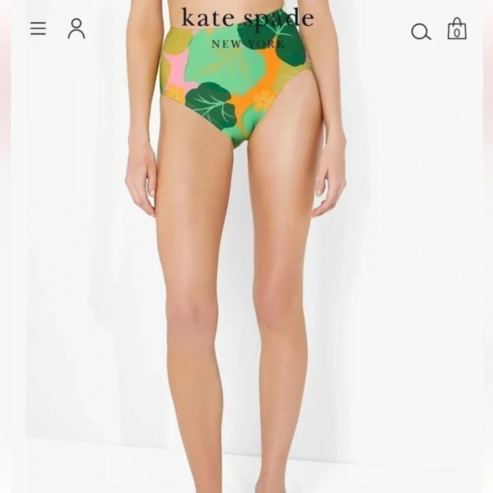 KATE SPADE cucumber floral high waist bikini bottom